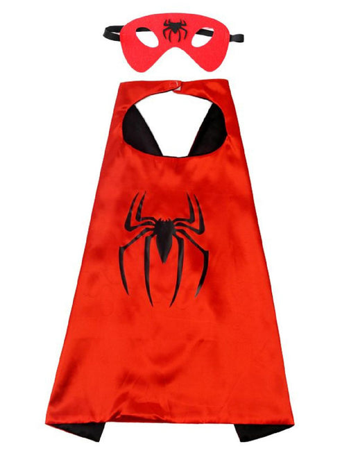Unisex Toddler Red Black Spider Man Halloween Cape Mask Set One Size - SophiasStyle.com